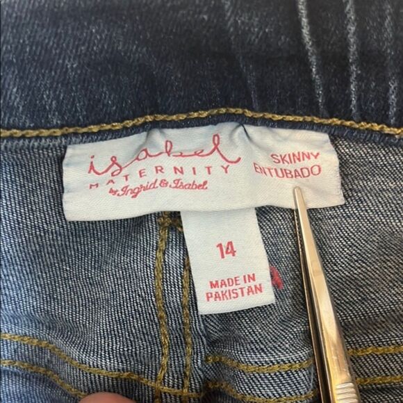 Isabel Maternity Skinny Jeans Distressed Raw Hem Stretch Denim Size 14 - Picture 3 of 11